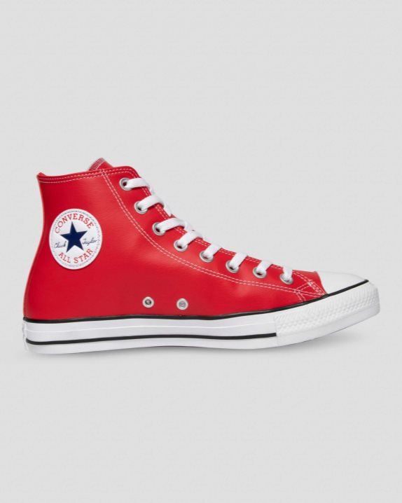 Unisex Converse Chuck Taylor All Star Faux Leather High Top Red