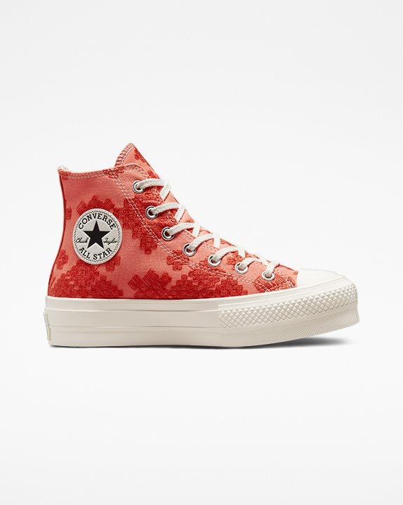 Womens Converse Chuck Taylor All Star Lift Festival Broderie High Top Bright Madder