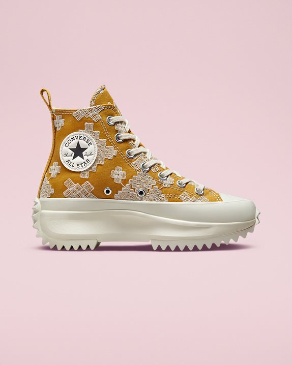 Unisex Converse Run Star Hike Festival Broderie High Top Goldtone