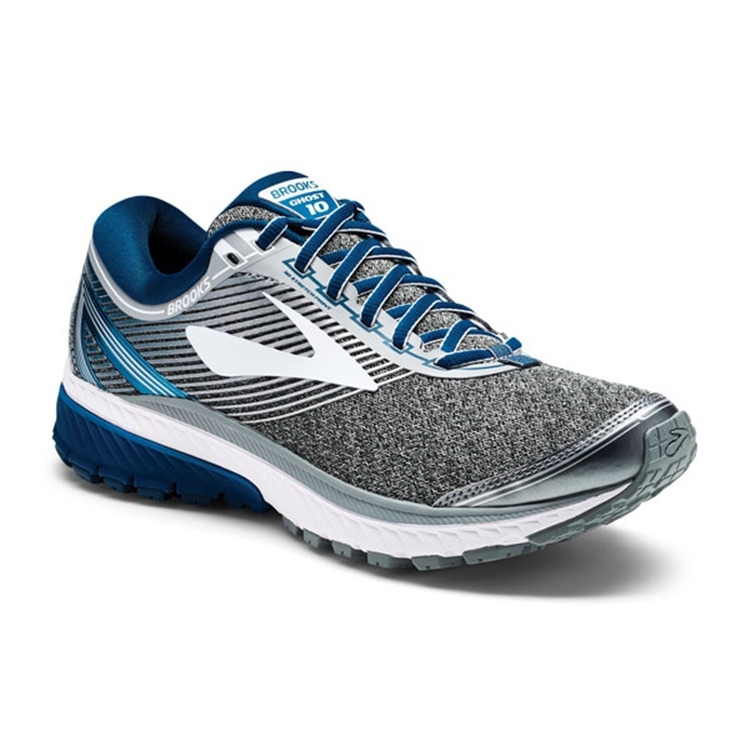 brooks Men's Ghost 10 Silver / Blue / White